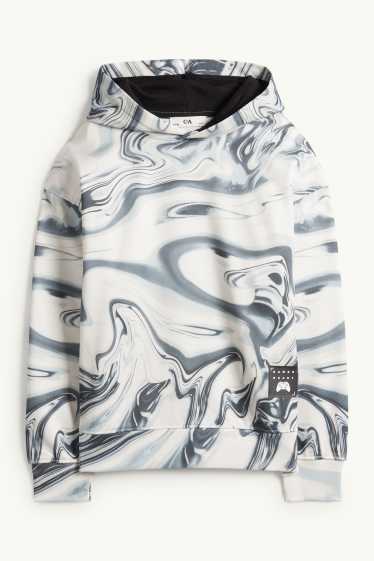 Kinder Buben - Gaming - Hoodie - gemustert - cremeweiß