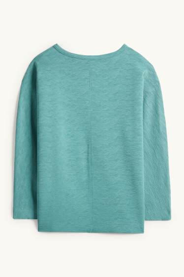 Damen - Sweatshirt - gerippt - grün