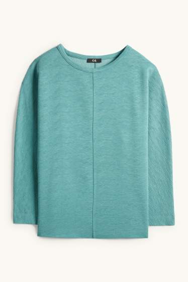 Damen - Sweatshirt - gerippt - grün