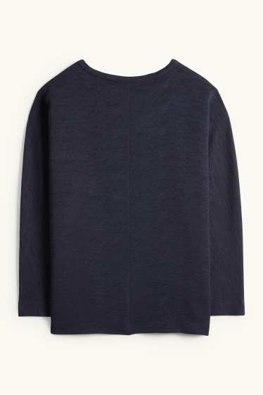 Damen - Sweatshirt - gerippt - dunkelblau