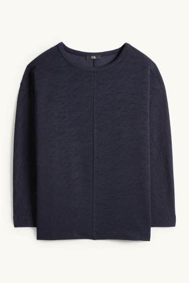 Damen - Sweatshirt - gerippt - dunkelblau