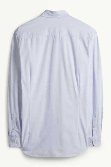 Herren - Businesshemd - Slim Fit - Kent - Flex - Minimal-Print - weiß / hellblau