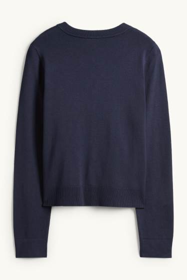 Dames - Gebreid vest - donkerblauw