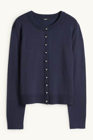 Dames - Gebreid vest - donkerblauw