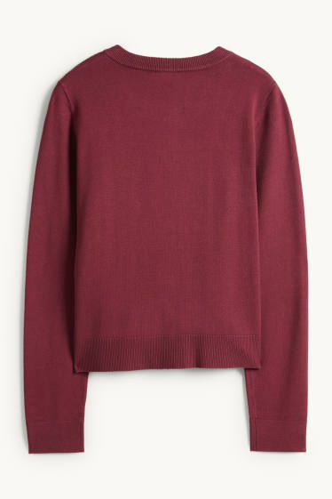 Dames - Gebreid vest - bordeaux