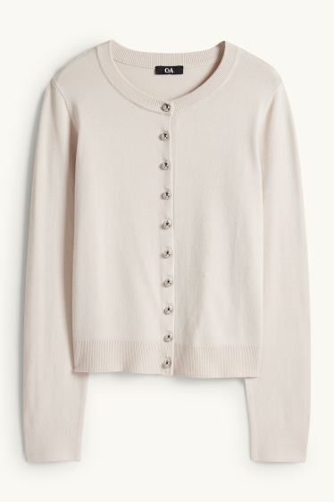 Damen - Strickjacke - hellbeige