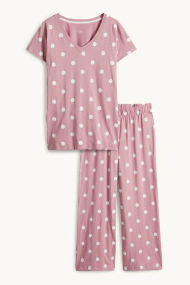 Dames - Pyjama - met stippen - roze