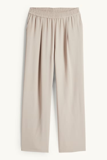 Dona - Pantalons de tela - high waist - wide leg - beix
