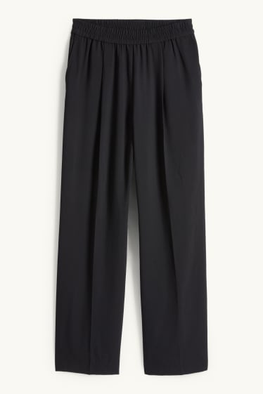 Dona - Pantalons de tela - high waist - wide leg - negre