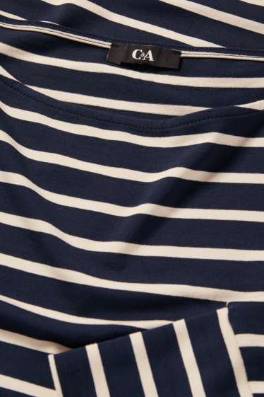 Femei - Tricou cu mânecă lungă - regular fit - cu dungi - albastru închis / alb