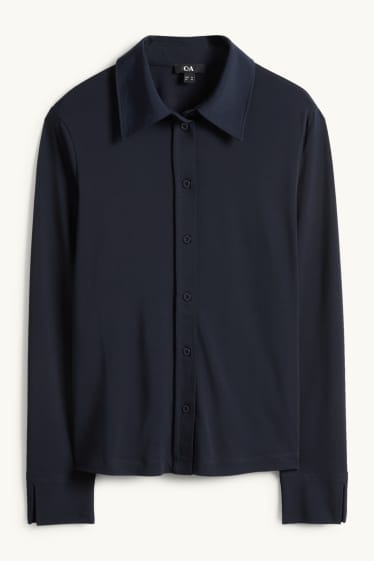 Dames - Jersey blouse - donkerblauw