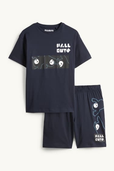 Copii - Băieți - Fall Guys - pijama scurtă - 2 piese - albastru închis