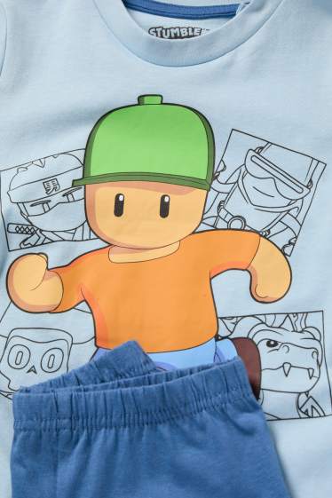 Děti - chlapci - Stumble Guys - letní pyžamo - 2dílné - světle modrá