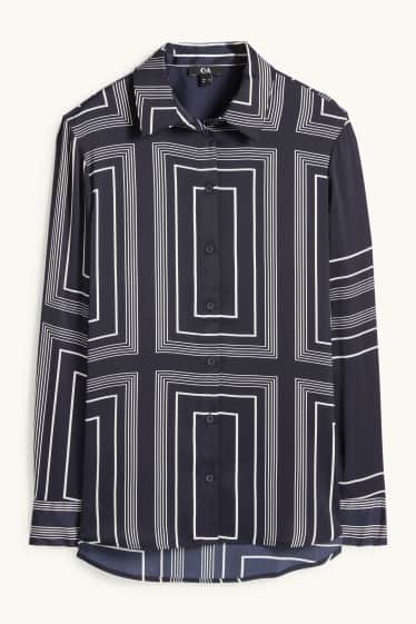 Dames - Blouse - met patroon - donkerblauw