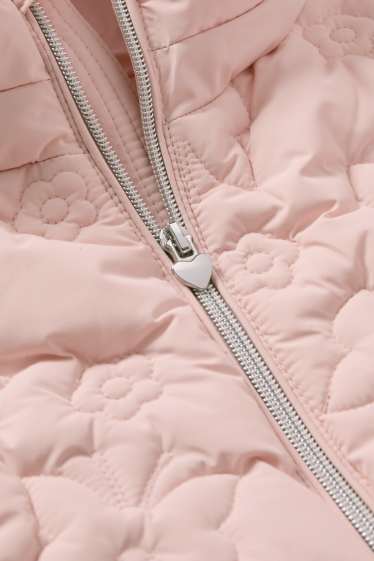 Enfants filles - Papillon - doudoune surpiquée avec capuche - finition déperlante - rose