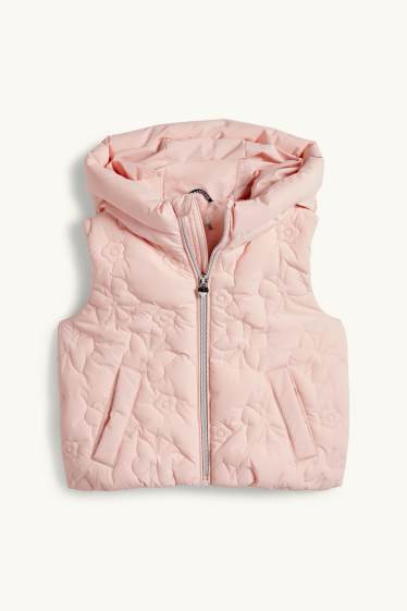 Enfants filles - Papillon - doudoune surpiquée avec capuche - finition déperlante - rose