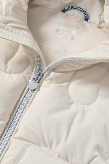 Enfants filles - Cœur - doudoune surpiquée avec capuche - finition déperlante - blanc crème