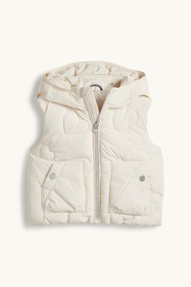 Enfants filles - Cœur - doudoune surpiquée avec capuche - finition déperlante - blanc crème