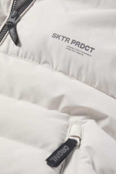 Copii - Băieți - Vestă matlasată cu glugă - rezistentă la apă - bej deschis