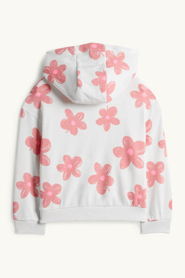 Kinder Mädchen - Blume - Sweatjacke mit Kapuze - cremeweiss