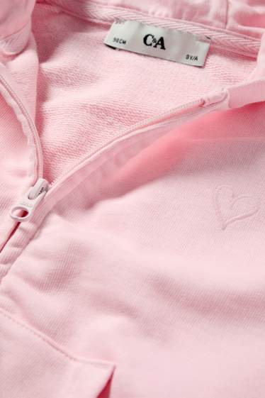 Kinder Mädchen - Herz - Sweatjacke mit Kapuze - pink