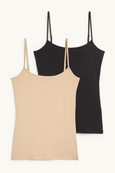 Damen - Multipack 2er - Top - schwarz / beige