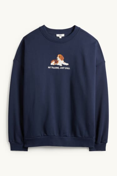 Femei - Bluză de molton supradimensionată - albastru închis