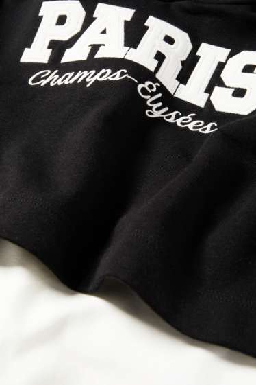 Children Girls - Paris - set - hoodie and top - 2 piece - black / white