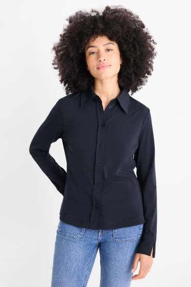 Dames - Jersey blouse - donkerblauw