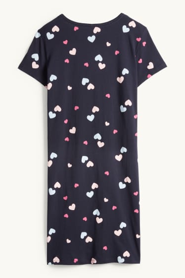 Dámské - Noční košile - se vzorem - tmavomodrá