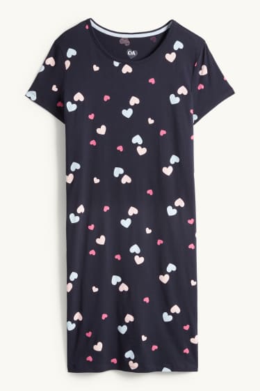 Dámské - Noční košile - se vzorem - tmavomodrá