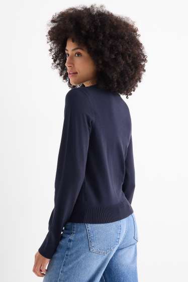 Dames - Gebreid vest - donkerblauw