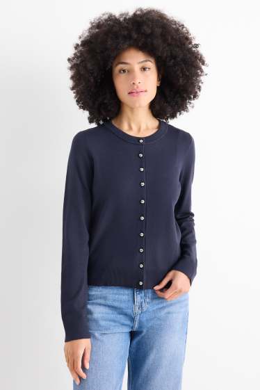 Dames - Gebreid vest - donkerblauw