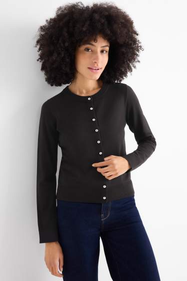 Dames - Gebreid vest - zwart