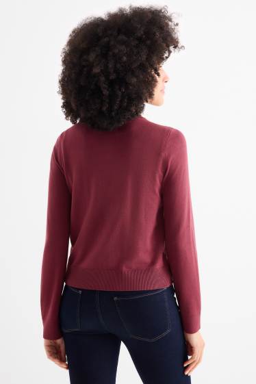 Dames - Gebreid vest - bordeaux