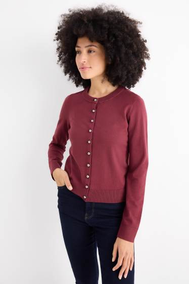 Dames - Gebreid vest - bordeaux