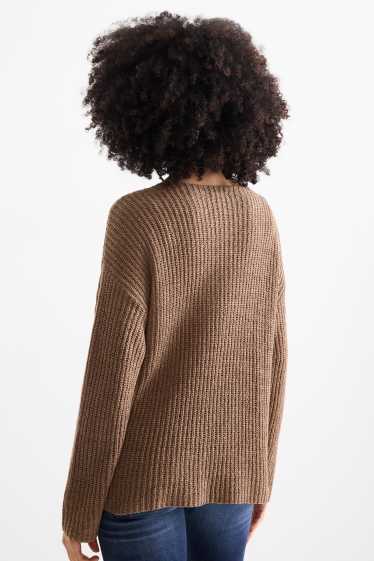 Femmes - Pull - finition côtelée - marron clair