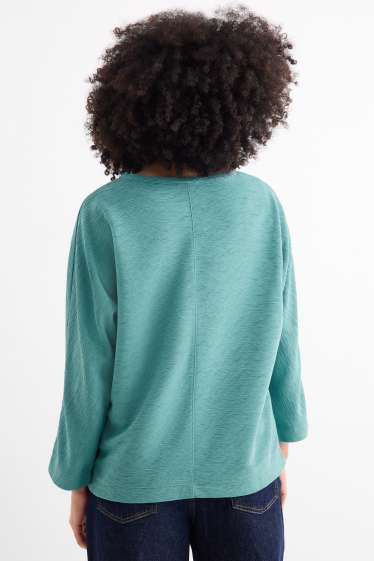 Damen - Sweatshirt - gerippt - grün