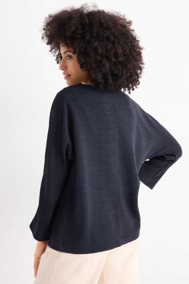 Damen - Sweatshirt - gerippt - dunkelblau