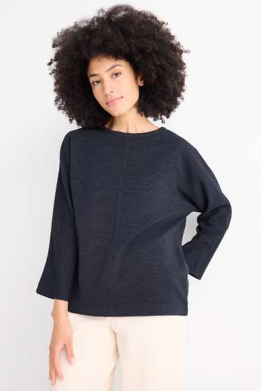 Damen - Sweatshirt - gerippt - dunkelblau