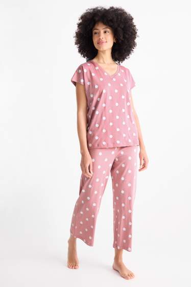 Dames - Pyjama - met stippen - roze