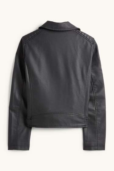 Enfants filles - Blouson motard - matière synthétique - noir