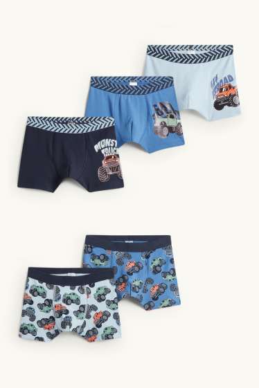 Nen - Paquet de 5 - camions monstres - bòxers - blau fosc