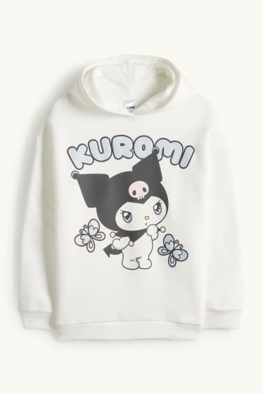 Děti - dívky - Kuromi - mikina s kapucí - s třpytivými efekty - bílá