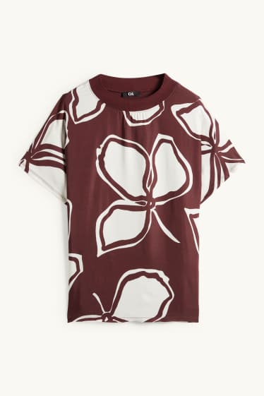 Damen - T-Shirt - Relaxed Fit - geblümt - braun / beige