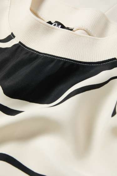 Donna - T-shirt - relaxed fit - a fiori - nero / beige