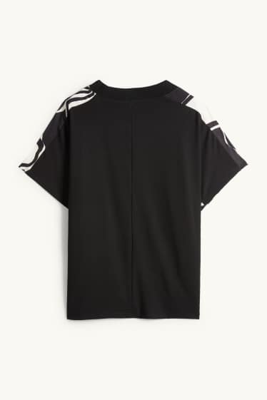 Donna - T-shirt - relaxed fit - a fiori - nero / beige