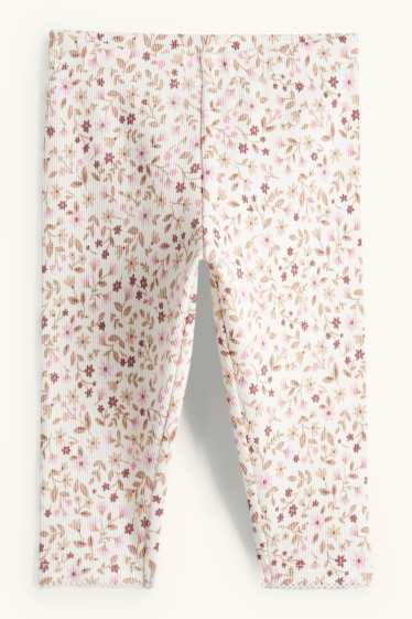 Baby Mädchen - Blümchen - Baby-Outfit - 3 teilig - beige