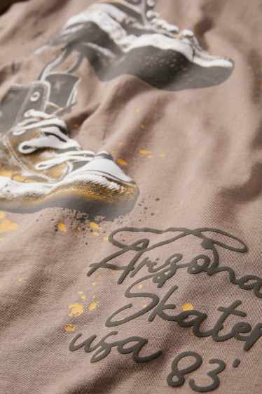 Kinder Buben - Sneaker - Kurzarmshirt - braun