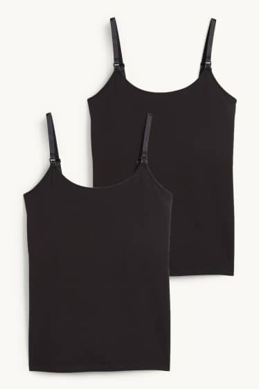 Donna - Confezione da 2 - top per allattamento - nero